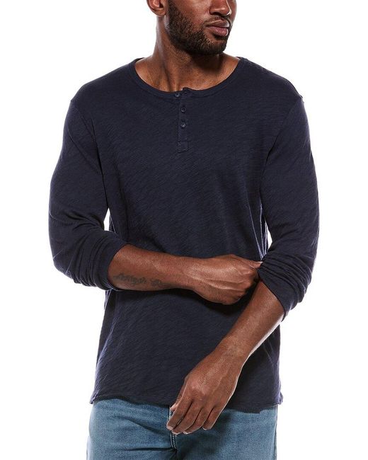 ATM Blue Slub Jersey Destroyed Henley for men