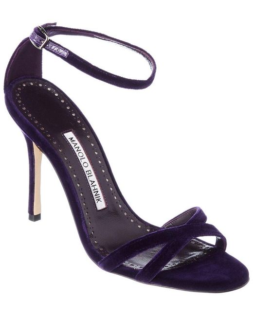 Manolo Blahnik Blue Paloma 105 Velvet Sandal