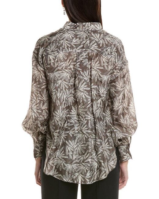 Brunello Cucinelli Gray Silk Blouse