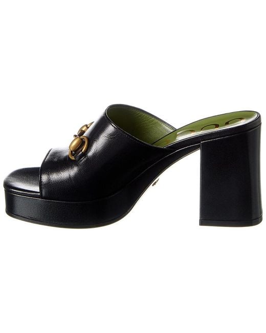 Gucci Platform Horsebit Leather Sandal in Black - Save 13% - Lyst