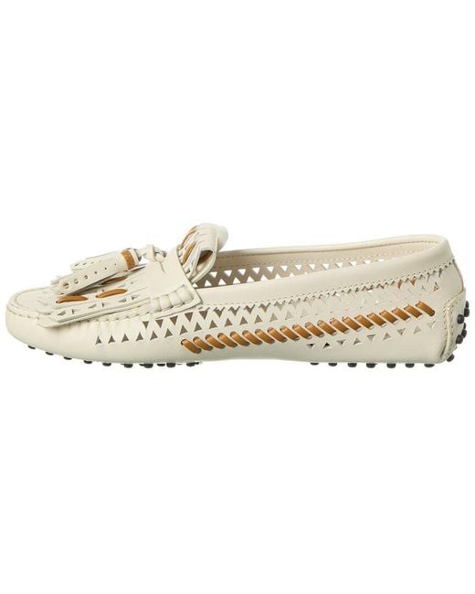 Tod's White Gommini Leather Loafer
