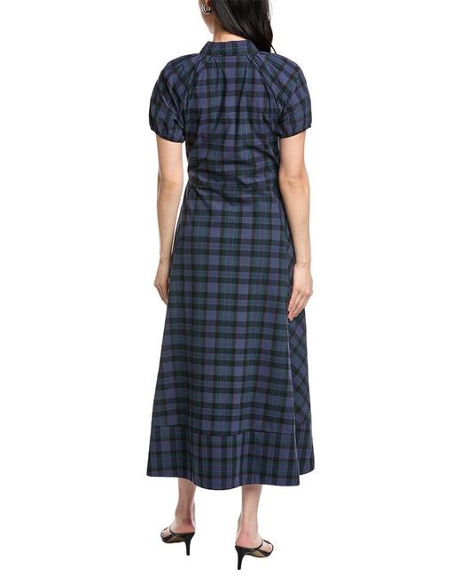 Sail To Sable Blue Blackwatch Abby Midi Shirt Dress