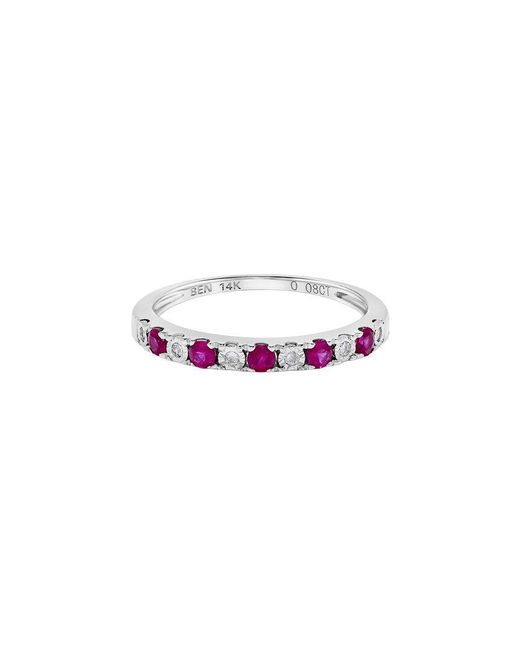 H.J. Namdar White 14K 0.39 Ct. Tw. Diamond & Ruby Stackable Ring