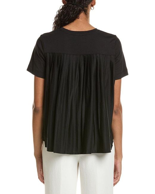 Kenneth Cole Black High-Low Pleated Back T-Shirt