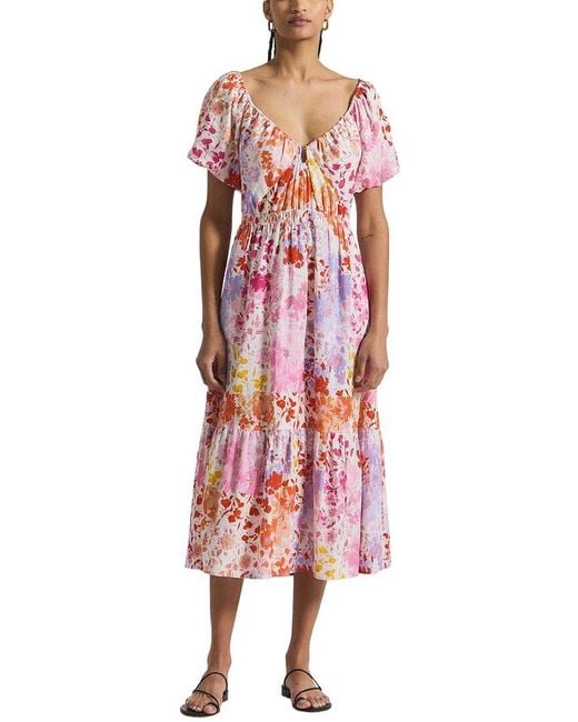 10 Crosby Derek Lam Red Laine Floral Printed Linen-Blend Maxi Dress