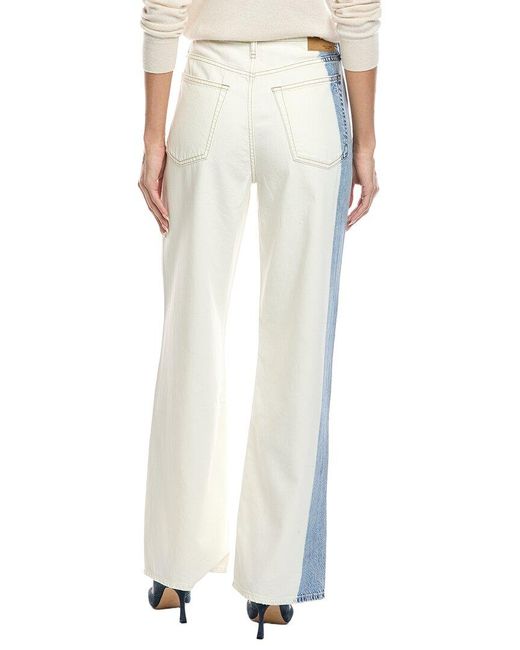 Rag & Bone White Featherweight Logan Mid-Rise Bleach Stripe Wide Leg Jean