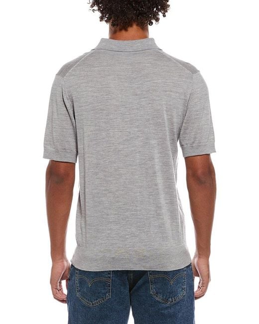 Vince Gray Wool & Cashmere-Blend Knit Polo Shirt for men