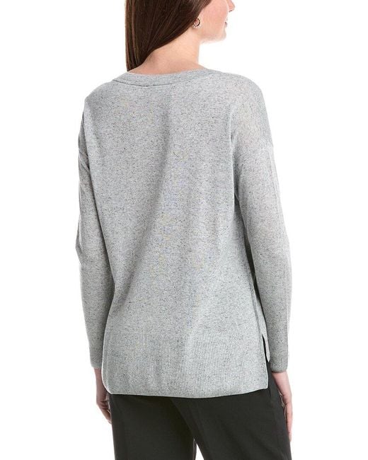 Lafayette 148 New York Gray Multi-Gauge Linen-Blend Sweater