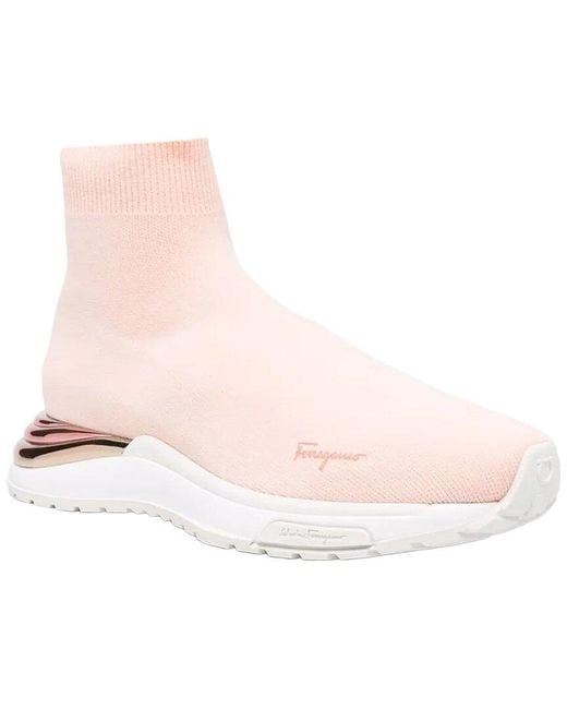Ferragamo Pink Logo Leather Sneaker