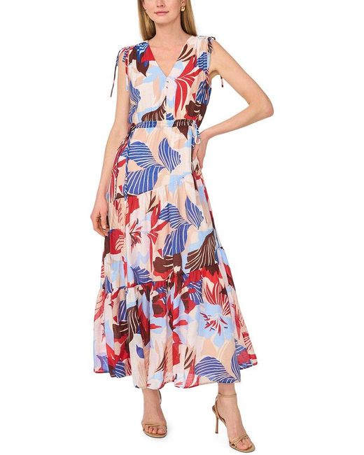 Vince Camuto Red V Neck Maxi Dress