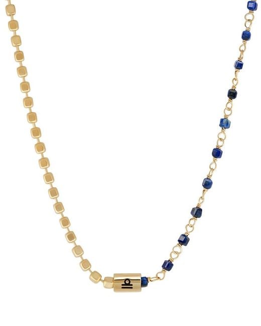 Karma and Luck Metallic Plated Lapis Beaded Necklace