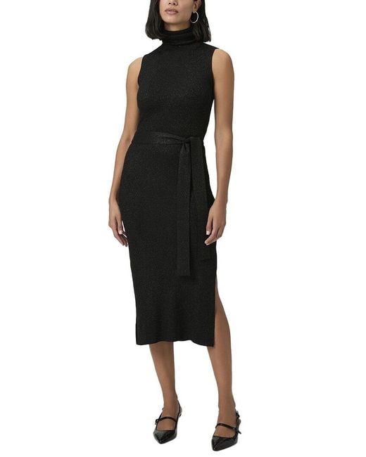 PAIGE Black Rib Zoelle Wool-Blend Dress