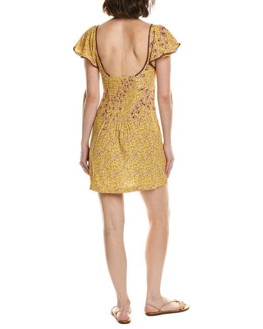 Free People Yellow Backroads Mini Dress