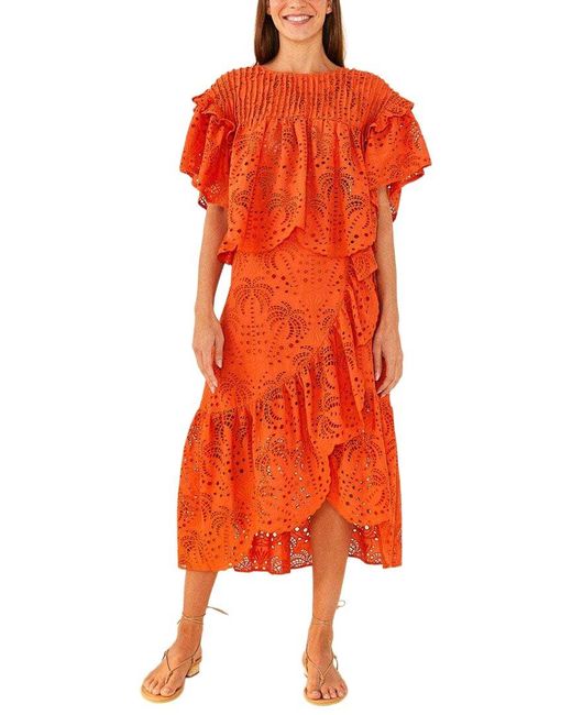 Farm Rio Orange Palm Tree Richilier Blouse