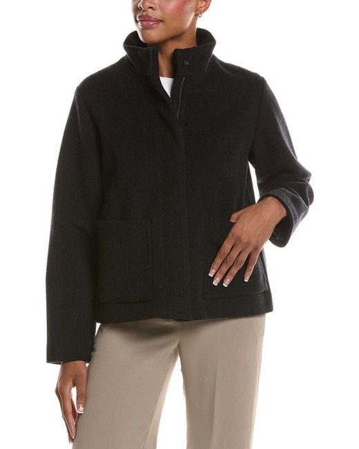 Eileen Fisher Black Wool Short Coat