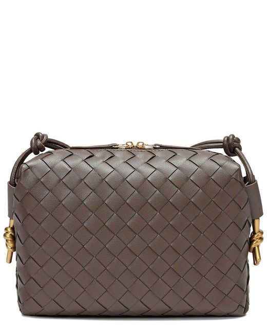 Tiffany & Fred Paris Gray Large Hand-Woven Leather Messenger Bag