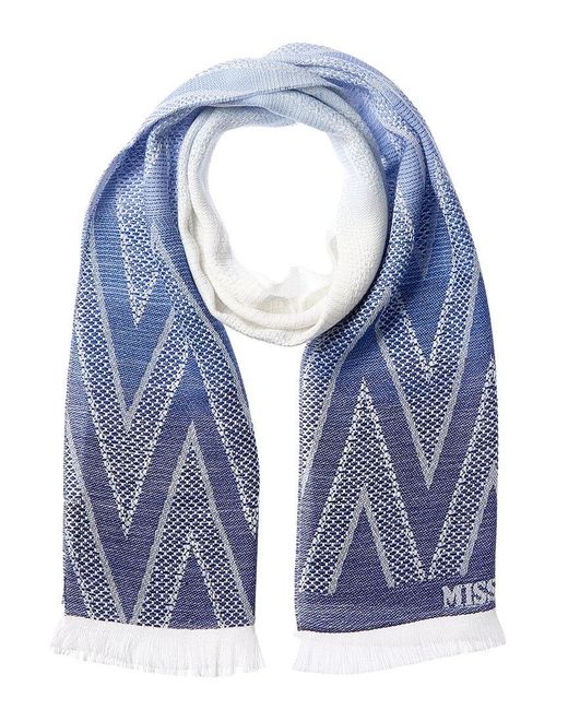 Missoni Blue Wool-Blend Scarf