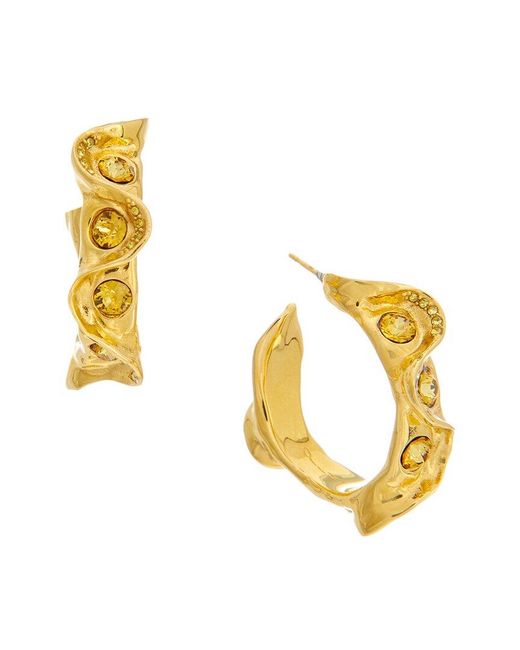 Oscar de la Renta Metallic Crystal Nest Hoop Earrings