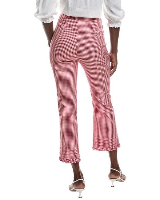 Miu Miu Pink Cropped Gingham Straight Leg Pant