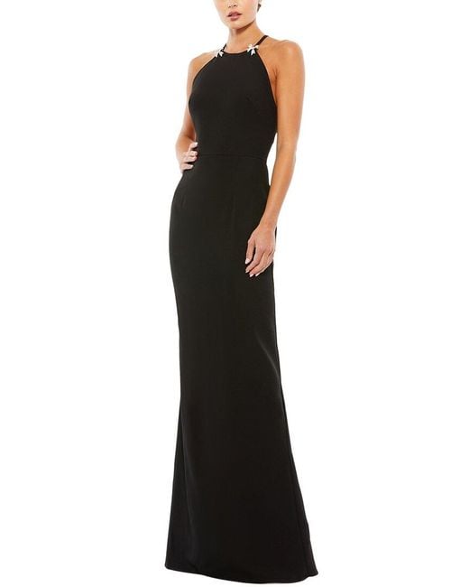 Mac Duggal Black Bow Criss-Cross Column Gown