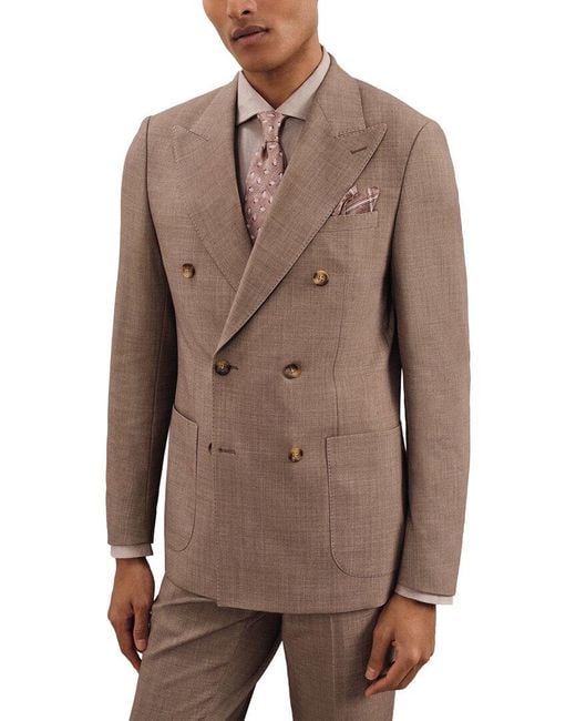 Reiss Brown Belmont Peak Textured Wool-Blend Blazer for men