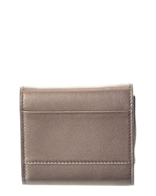 Brunello Cucinelli Gray Leather Wallet On Chain