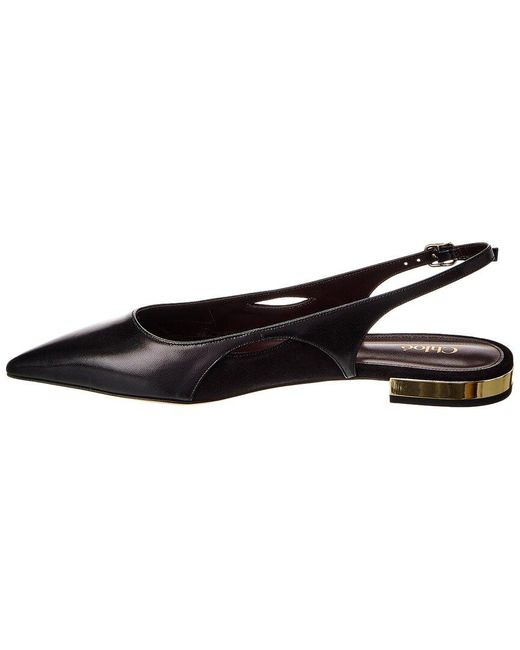 Chloé Brown Saada Leather & Suede Slingback Flat