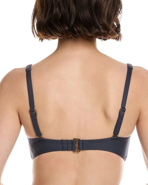 Monte and Lou Blue Multi Fit Twist Crop Bikini Top