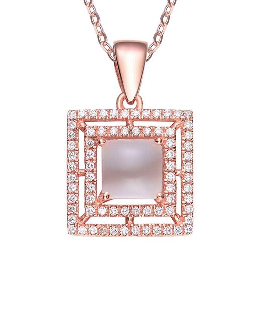 Genevive Jewelry White 18k Rose Gold Vermeil Cz Pendant