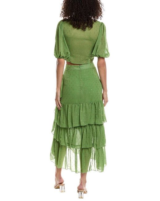 Beulah London Green 2Pc Top & Skirt Set