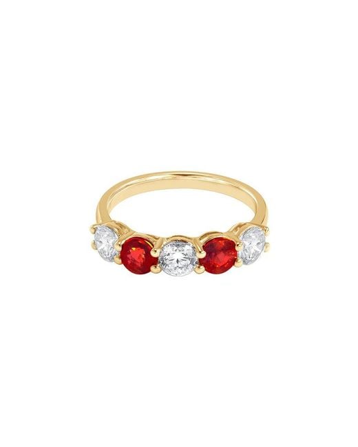 Lab Grown Diamonds White 14K 2.00 Ct. Tw. Lab-Grown Diamond & Lab-Grown Ruby 5 Stone Fashion Ring