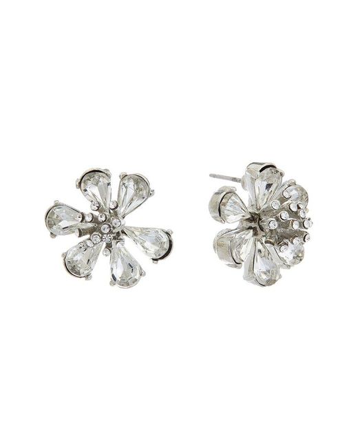 Oscar de la Renta Metallic Flower Button Earrings