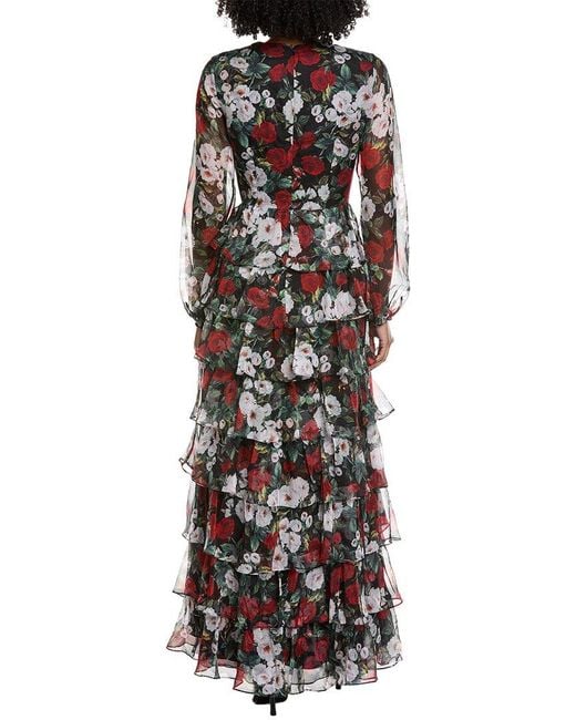 Mikael Aghal Black Print Maxi Dress