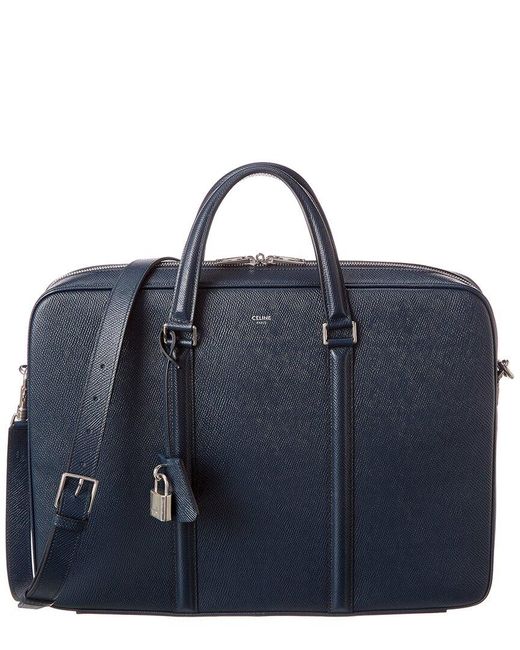 Celine Leather Briefcase in Blue for Men - Lyst