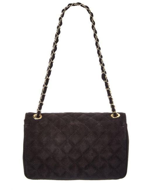 Isabella Rossetti Black Maeve Quilted Suede Crossbody