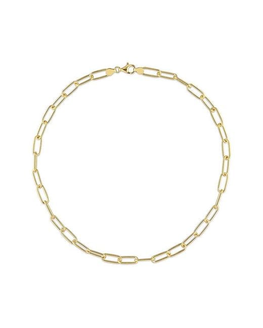 Italian Silver Metallic 18k Over Paperclip Chain Necklace