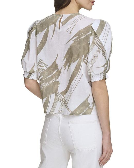 DKNY Gray Short Sleeve Voile Top