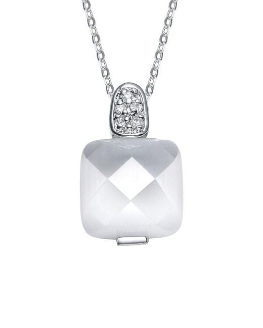 Genevive Jewelry White Silver Cz Pendant