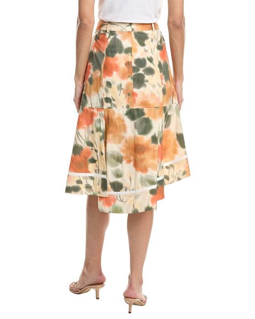 3.1 Phillip Lim Orange Blurred Marigold Asymmetric Panel Skirt