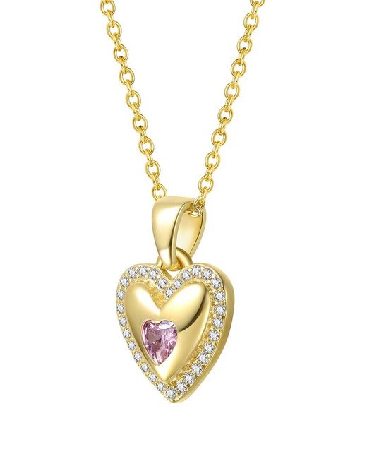 Genevive Jewelry Metallic Cz Heart Pendant