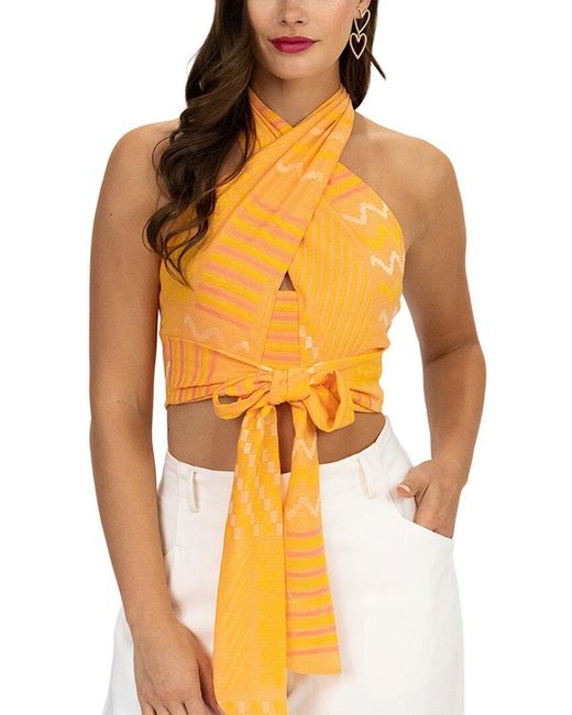 Eva Franco Orange Halter Wrap Top