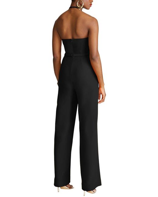 Halston Heritage Black Oki Stretch Crepe Jumpsuit