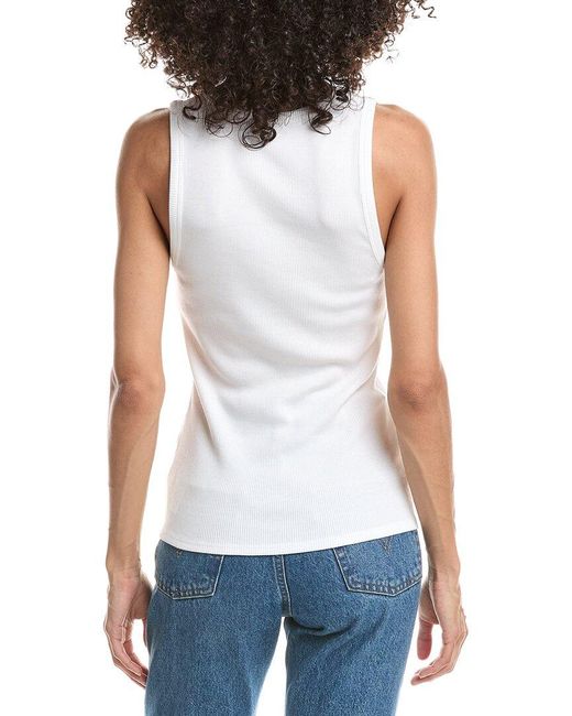 Theory White Scoop Neck Rib Tank Top