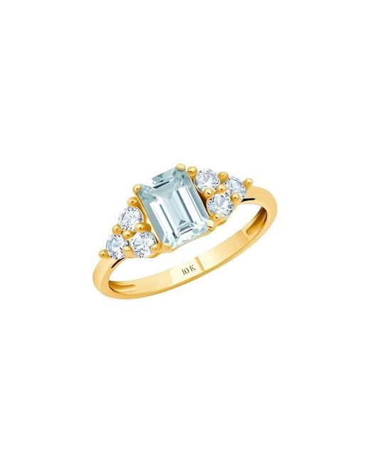 MaxColor White 10K 0.70 Ct. Tw. Aquamarine Halo Ring