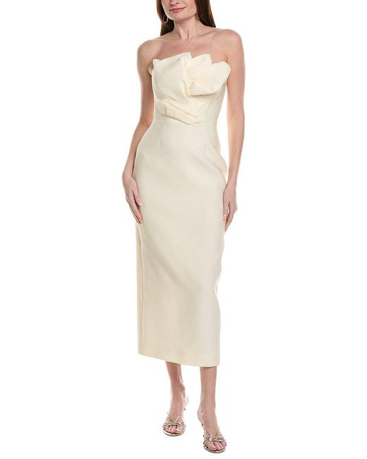 Lela Rose Natural Draped Tulip Silk-Blend Sheath Dress