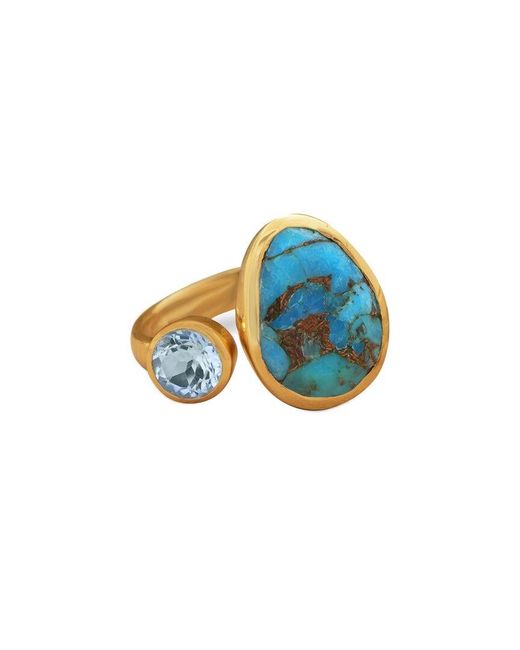 Liv Oliver Blue 18K 4.10 Ct. Tw. & Topaz Ring
