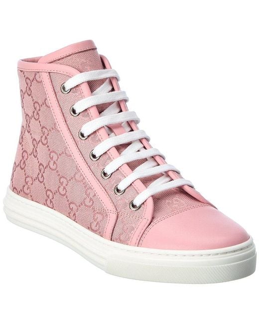 Gucci Pink GG Canvas & Leather High-top Sneaker