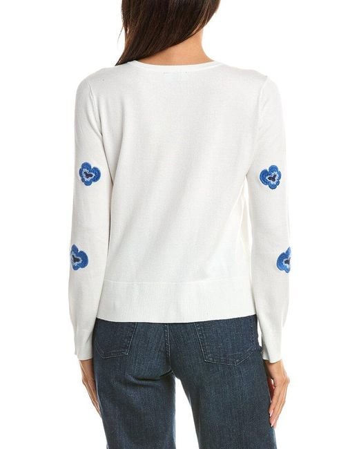 Tahari Blue Spring Pansy Cardigan