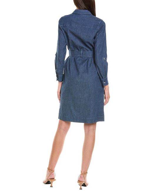 Jones New York Blue Pork Chop Pocket Tie Mini Dress