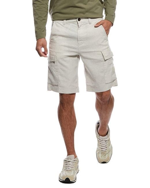 Boss Gray Sisla Linen-Blend Cargo Short for men